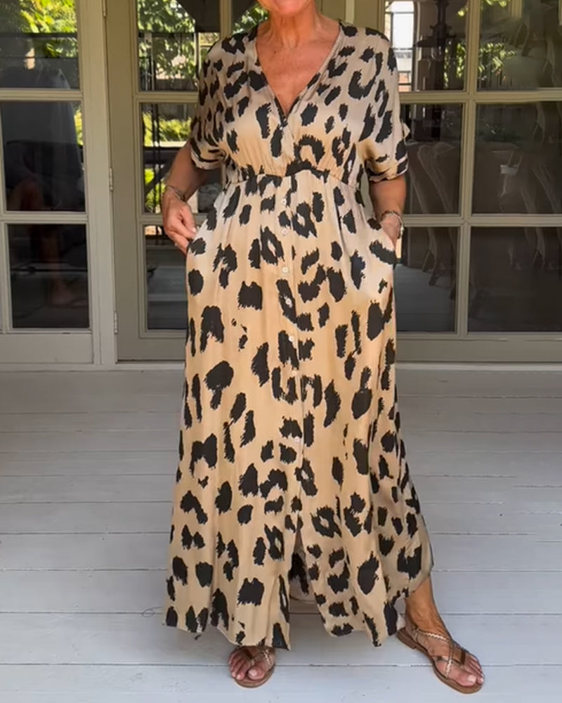 Lavina | Boho Panter Print Dress