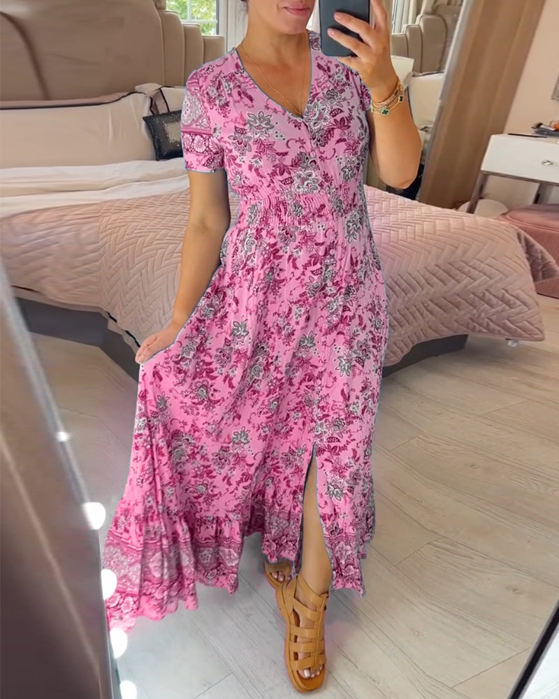 (💃Hot Sale - 43% OFF🔥)Floral print v-neck dress