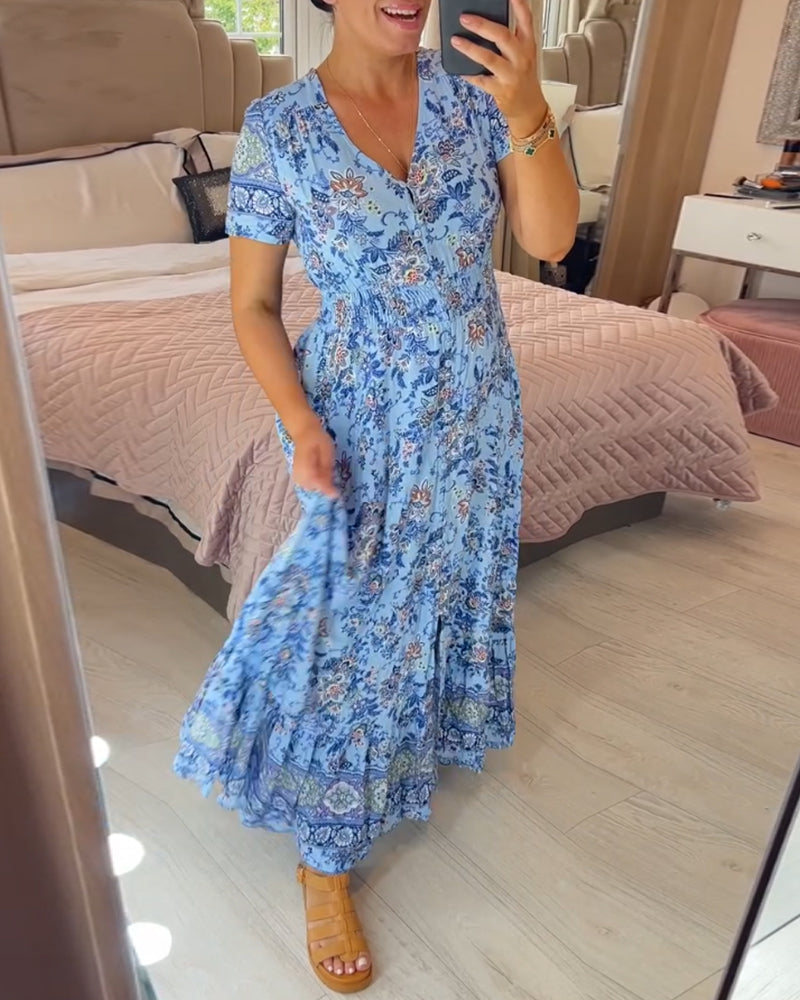 (💃Hot Sale - 43% OFF🔥)Floral print v-neck dress