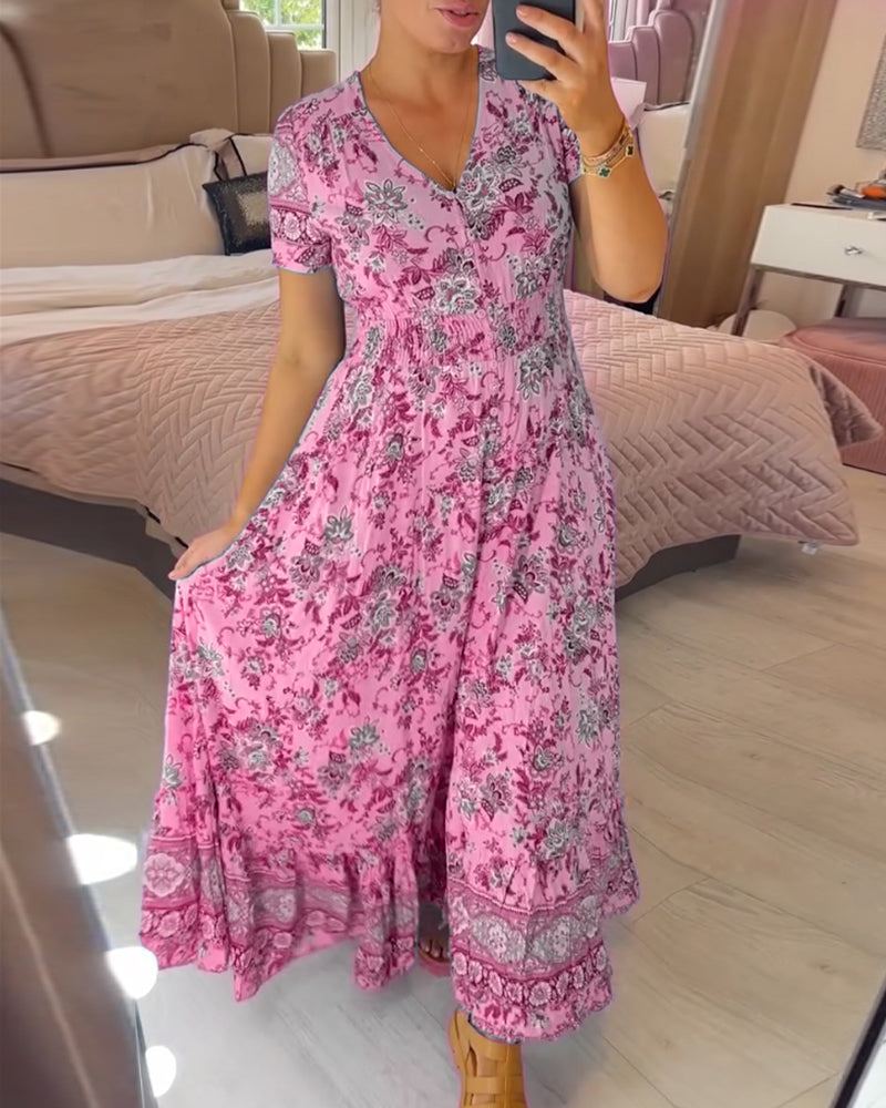 (💃Hot Sale - 43% OFF🔥)Floral print v-neck dress