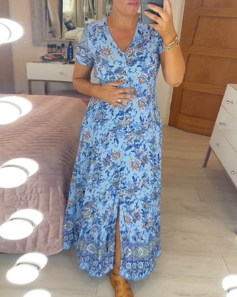 (💃Hot Sale - 43% OFF🔥)Floral print v-neck dress