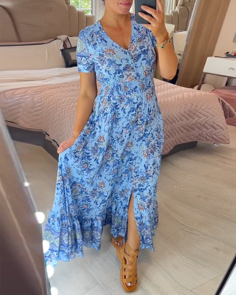 (💃Hot Sale - 43% OFF🔥)Floral print v-neck dress