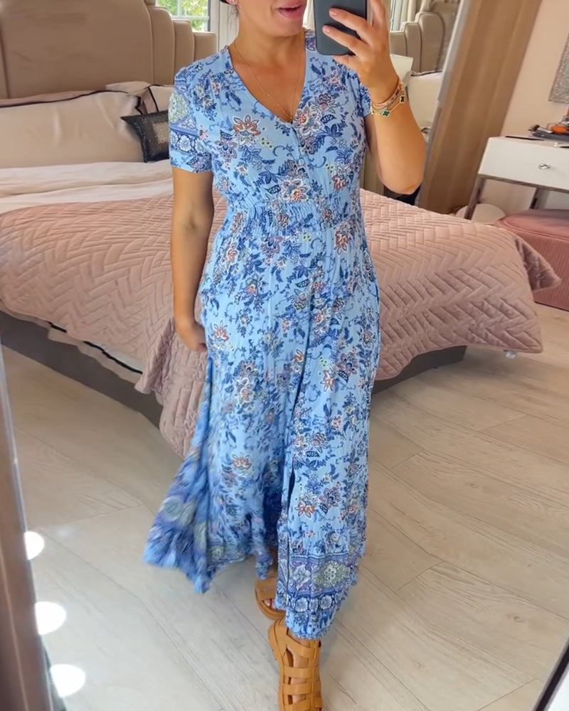 (💃Hot Sale - 43% OFF🔥)Floral print v-neck dress
