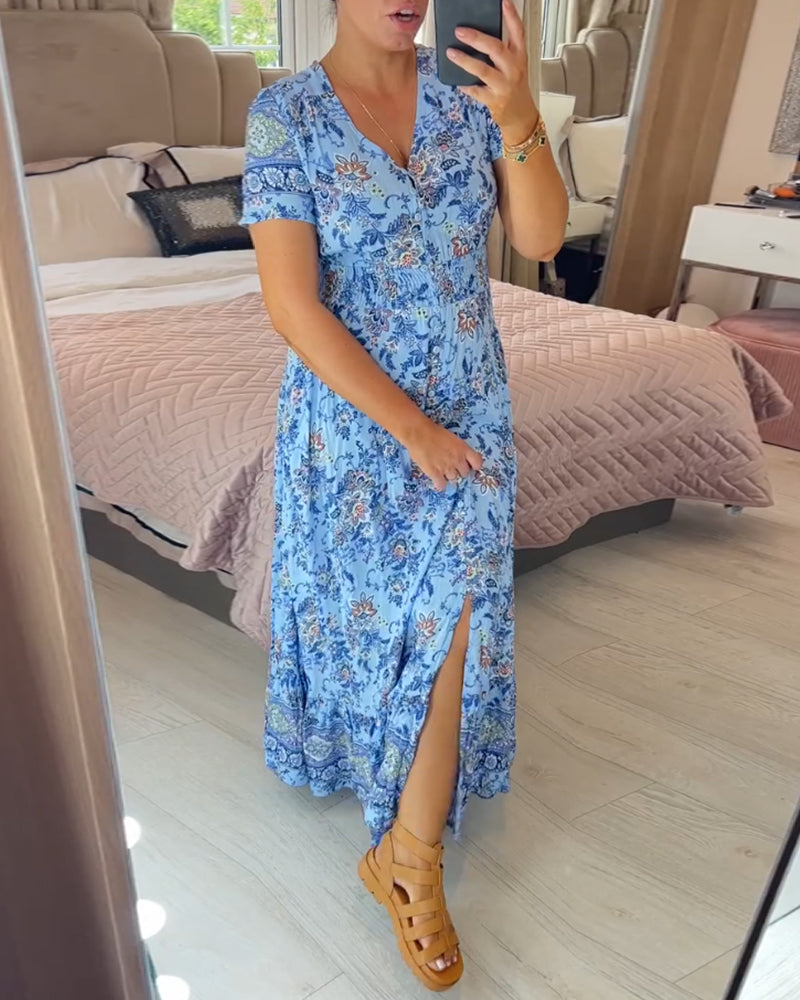 (💃Hot Sale - 43% OFF🔥)Floral print v-neck dress