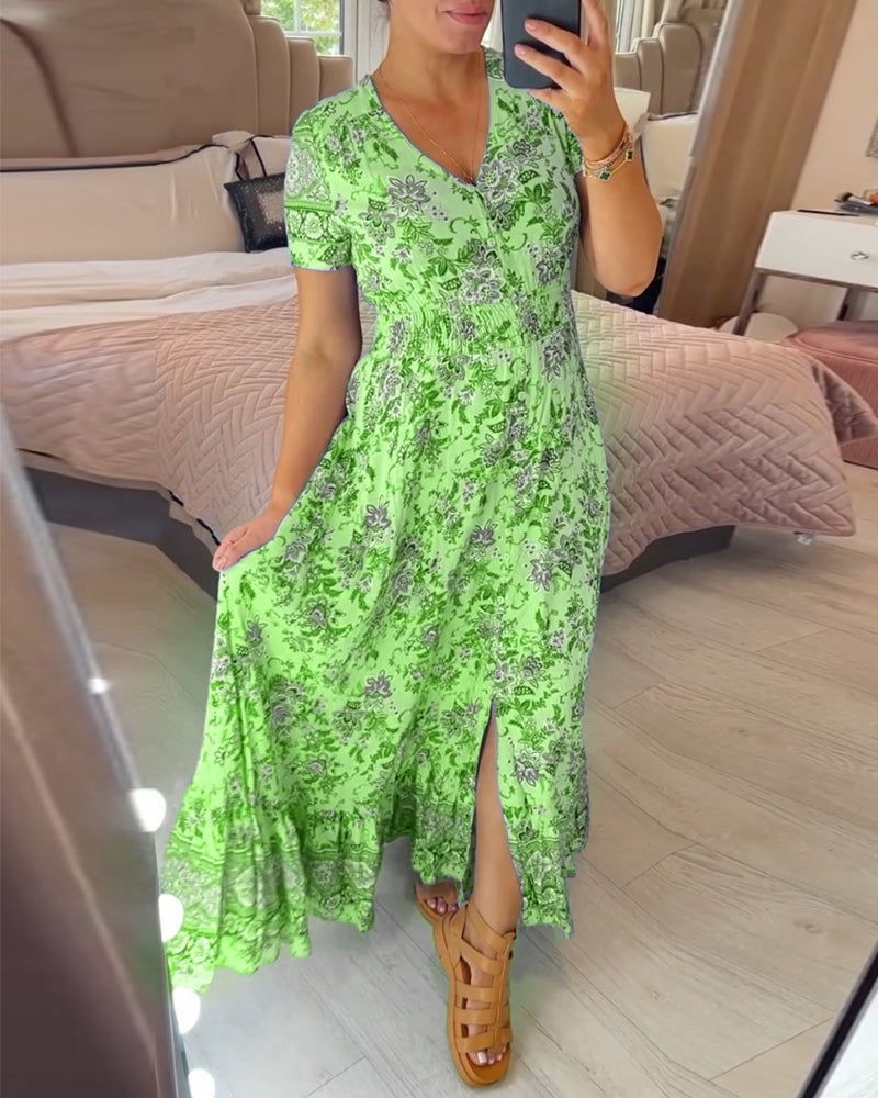 (💃Hot Sale - 43% OFF🔥)Floral print v-neck dress