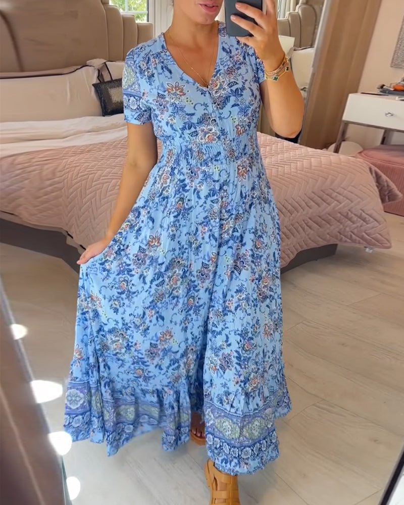 (💃Hot Sale - 43% OFF🔥)Floral print v-neck dress